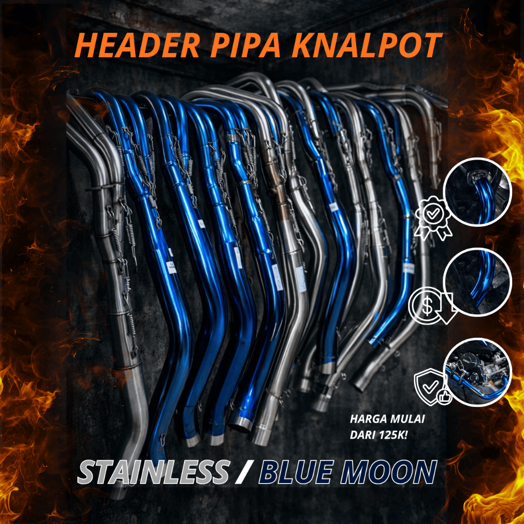 Jual HEADER BLUE LEHERAN STAINLESS CBR VIXION NINJA R15 V3 MX KING PCX ...