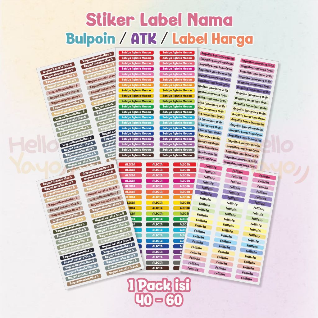 Jual Stiker nama bulpoin - pensil - alat tulis - atk - label barang ...