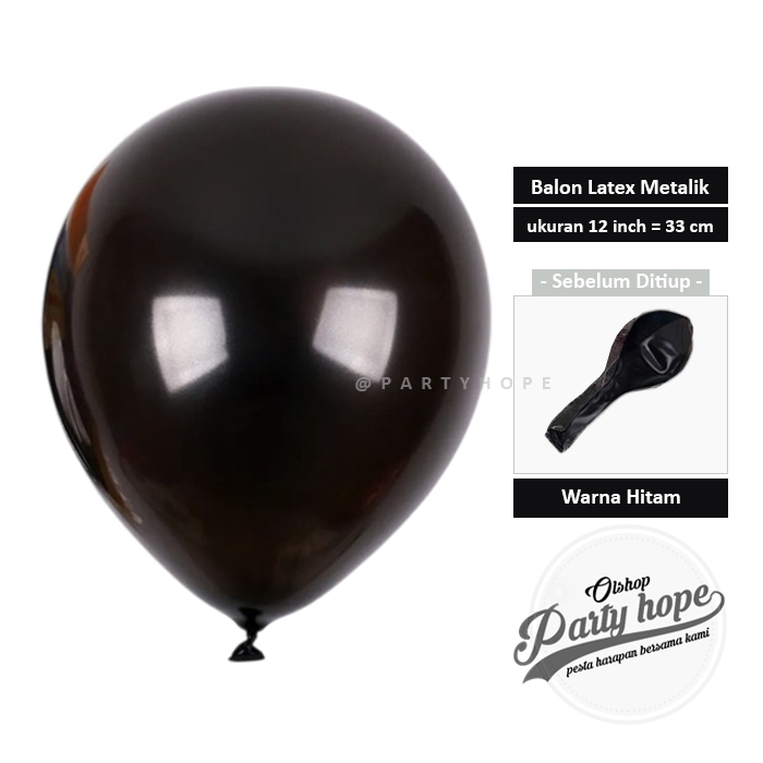 Jual Balon Metalik Hitam / Balon Latex Dekorasi Warna Hitam / Balon ...