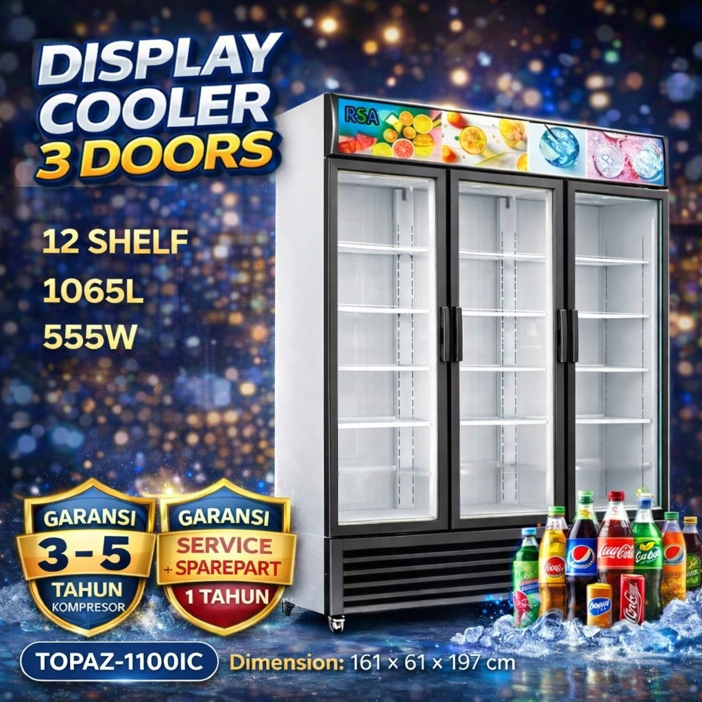 Jual DISPLAY COOLER 3 PINTU RSA TOPAZ 1100 SHOWCASE COOLER 1065 LITER ...