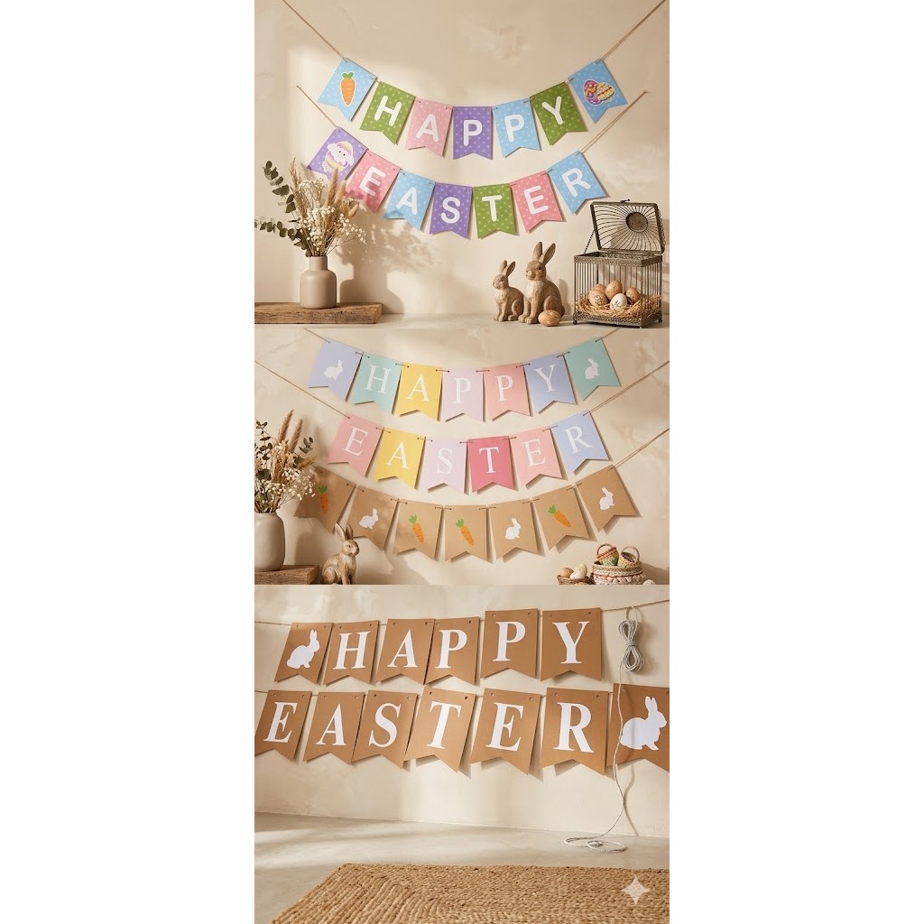 Jual bunting flag banner selamat paskah happy easter day | Shopee Indonesia