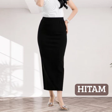 Elzurra Rok Span Panjang Scuba Premium Belahan Belakang Rok Pensil Kantor Wanita Formal Casual