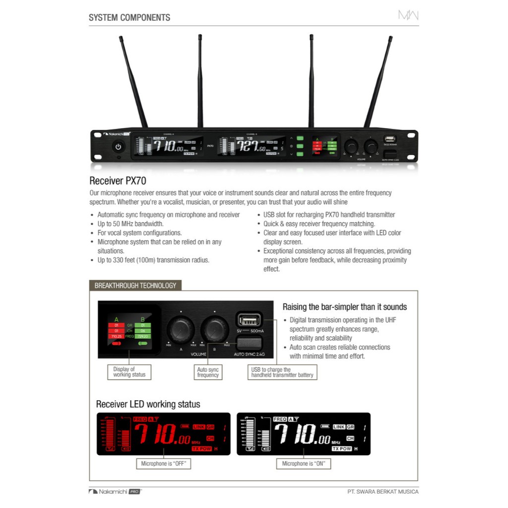 Jual Nakamichi PX70 PX-70 PX 70 Pro Profesional Wireless Microphone ...