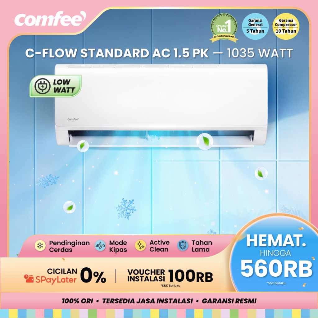 Jual COMFEE C-FLOW AC 1.5 PK STANDARD CFS-12FST Low Watt [INDOOR ...