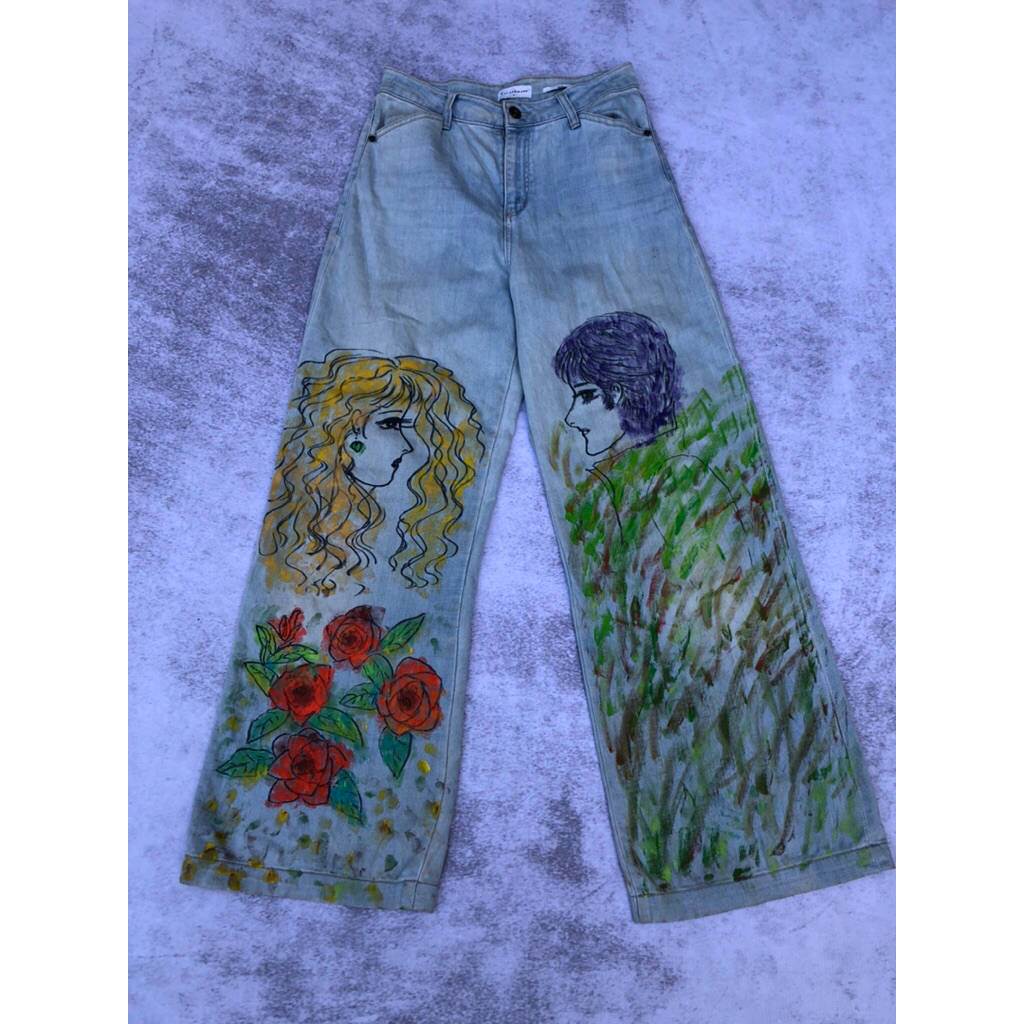 Koa Denim Barrel Leg Logo Embroidered Jeans - Blue Denim