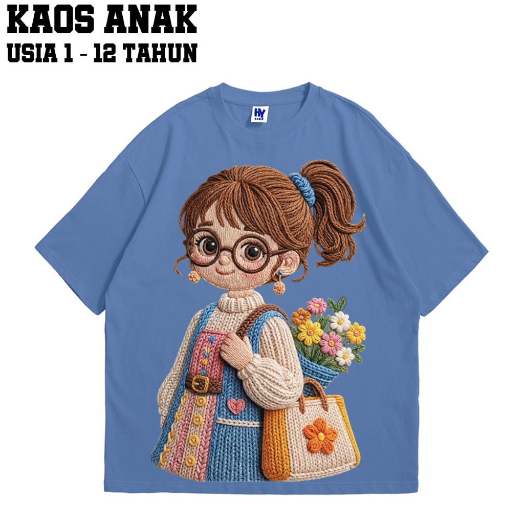 Kaos Anak Motif Gadis Kacamata Lucu Untuk Usia 1-12 Tahun Shp - foto 5