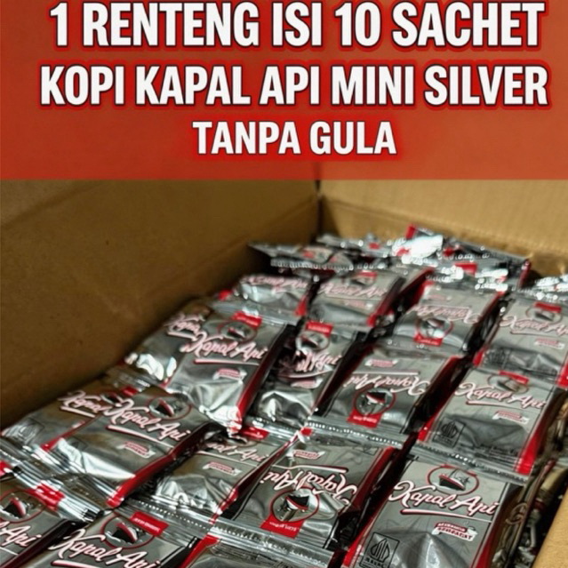 Jual 1 renteng kopi kapal api mini silver mini 6 gram tanpa gula ...