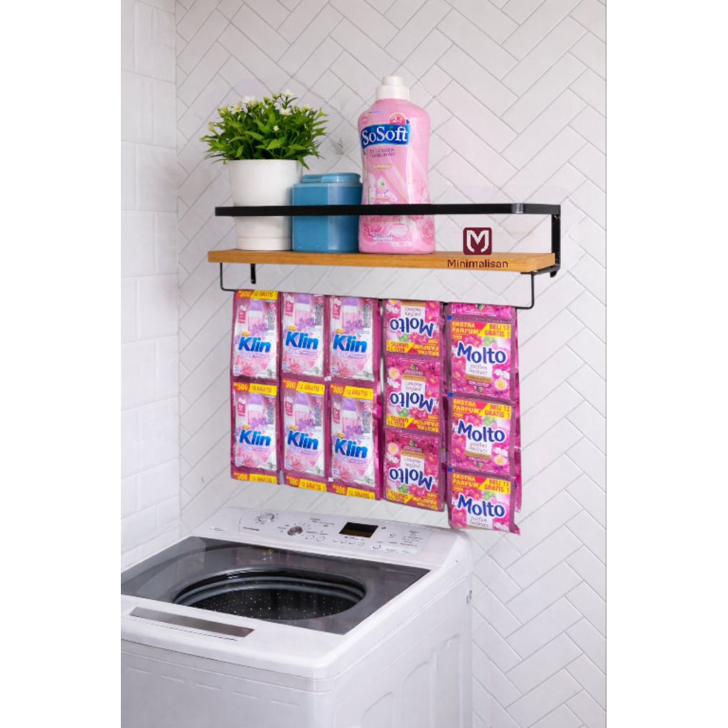 Rak Dinding Kuat Tahan Lama Tanpa Bor Rak Laundry Mesin Cuci Minimalis Rak Deter