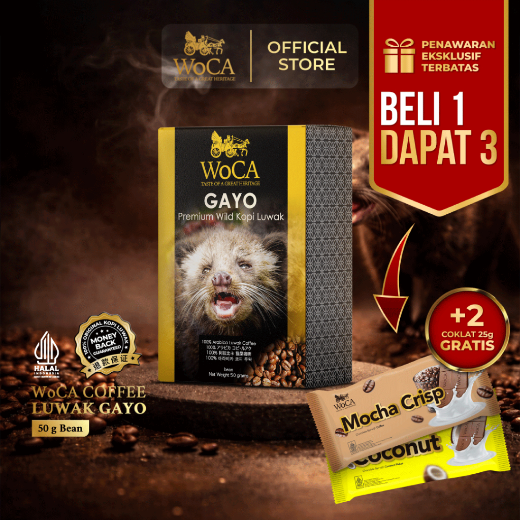 Jual WoCA Kopi Luwak Gayo 50 gram Bean | Shopee Indonesia