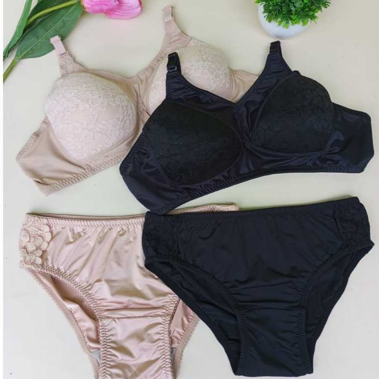 Jual PAKET BH BRA 2pcs CD 2pcs warna hitam dan cream Stelan Bh dan CD ...