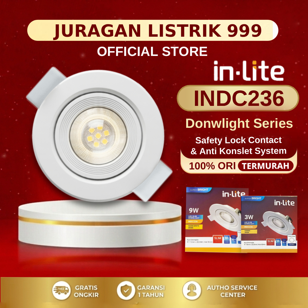 Jual InLite INDC236 Lampu LED Spotlight Slim Downlight Daya 3W/5W/7W/9W ...