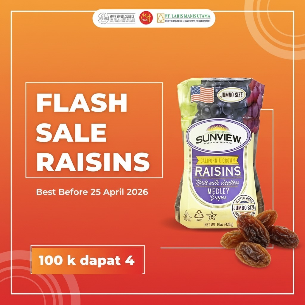 Jual My Fruit Sunview Raisins Grapes 425 gr 100k dapat 4 pack | Shopee ...