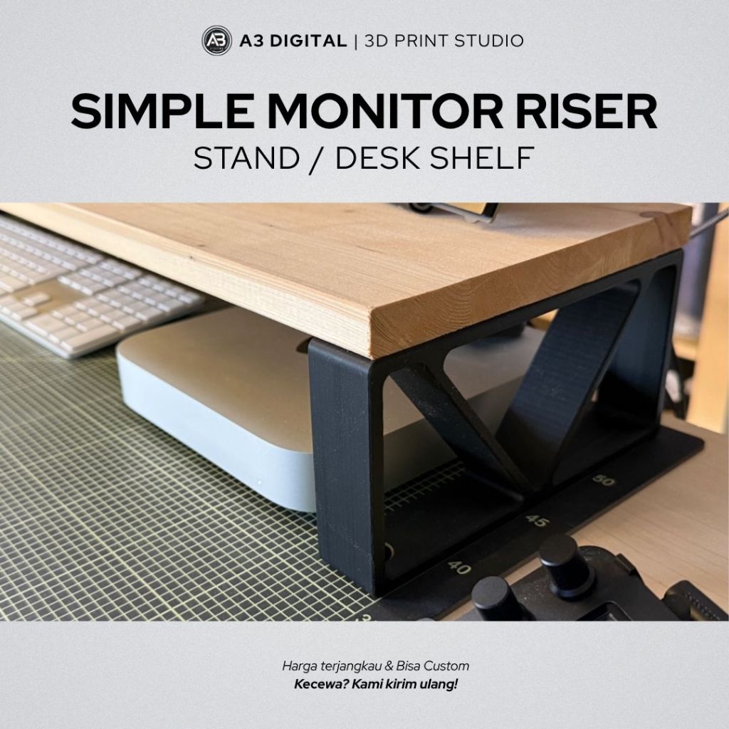 Jual Simple Monitor Riser – Stand Meja Kayu + Kaki 3D Print | Shopee ...