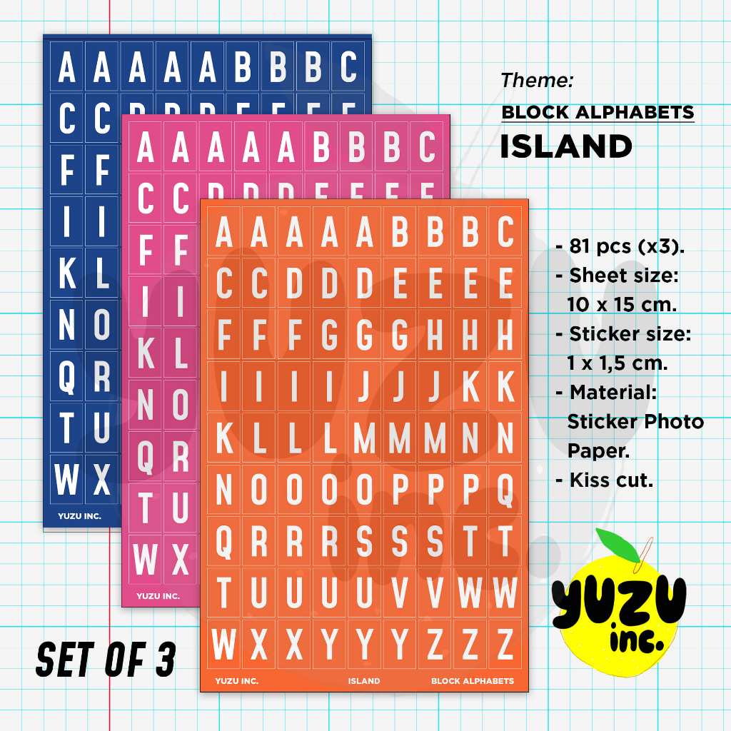 Jual 243 pcs Stiker Huruf Bentuk Kotak Deco Scrapbook Jurnaling. Set of ...