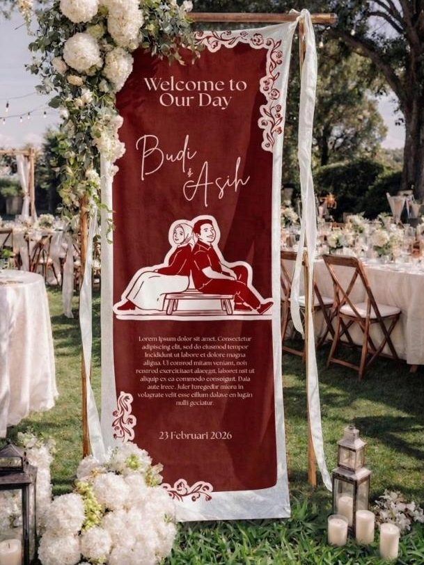 Jual WELCOME SIGN WEDDING | WEDDING SIGN KAIN | UKURAN LENGKAP CUSTOM ...