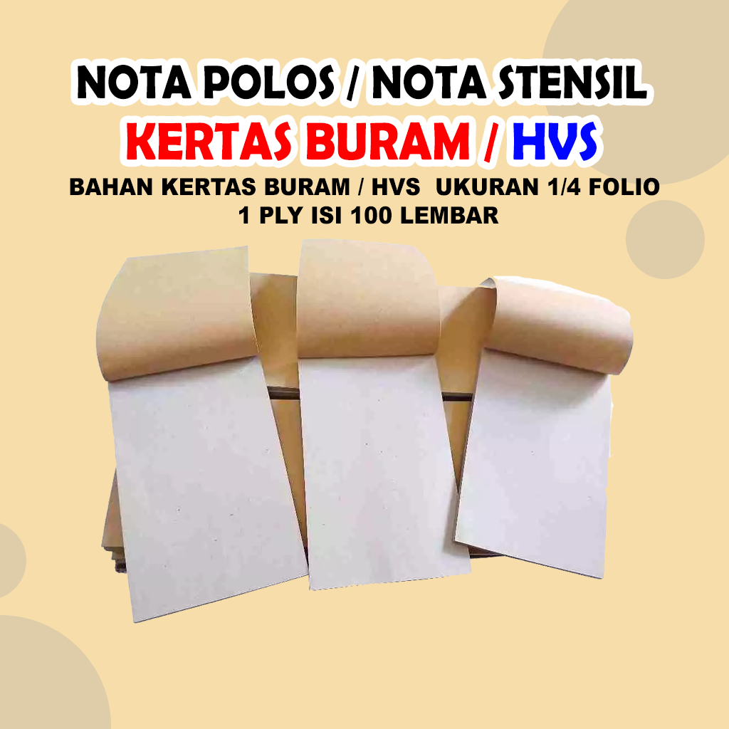 Jual Nota Polos / Nota Stensil Kertas Buram / HVS 1/4 Folio 10.5x16cm ...