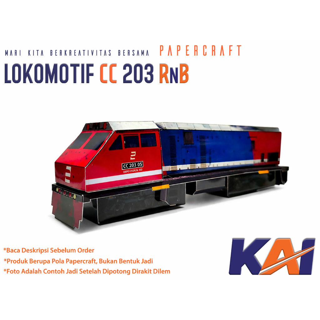 Jual 3D Papercraft Miniatur Kereta Api Indonesia Lokomotif CC 203 RnB ...