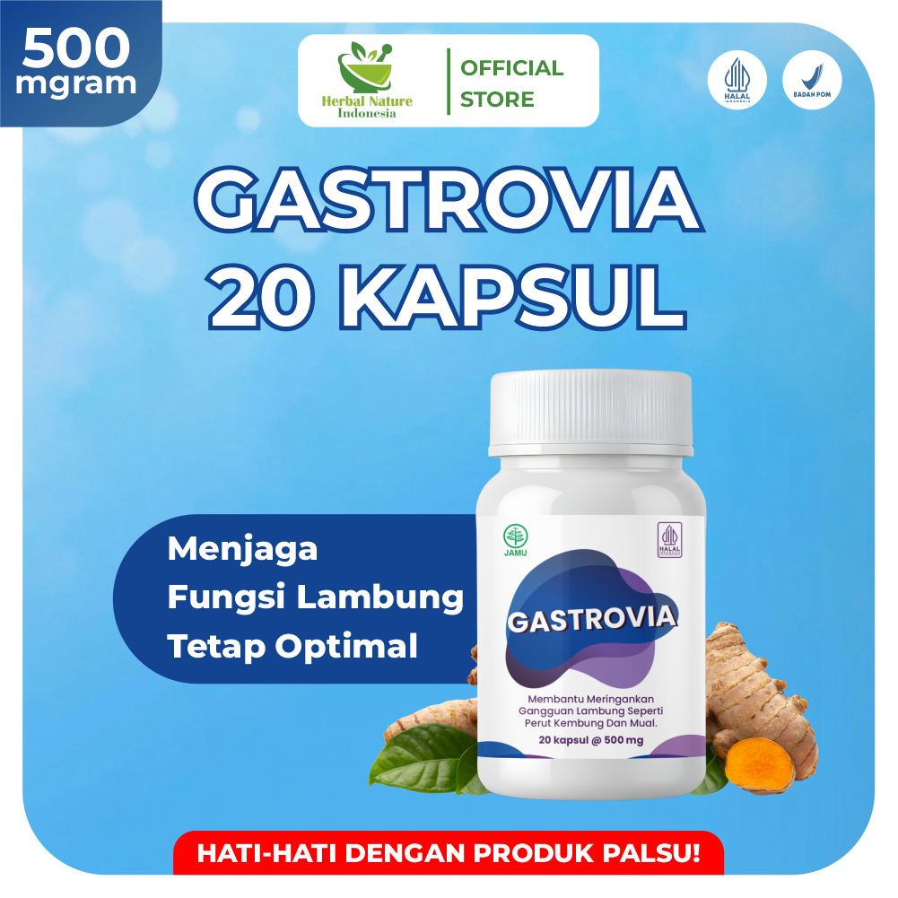 GASTROVIA Obat Herbal Maag & Asam Lambung – Anti Kembung Mual Perut Tidak Nyaman | 20 Kapsul