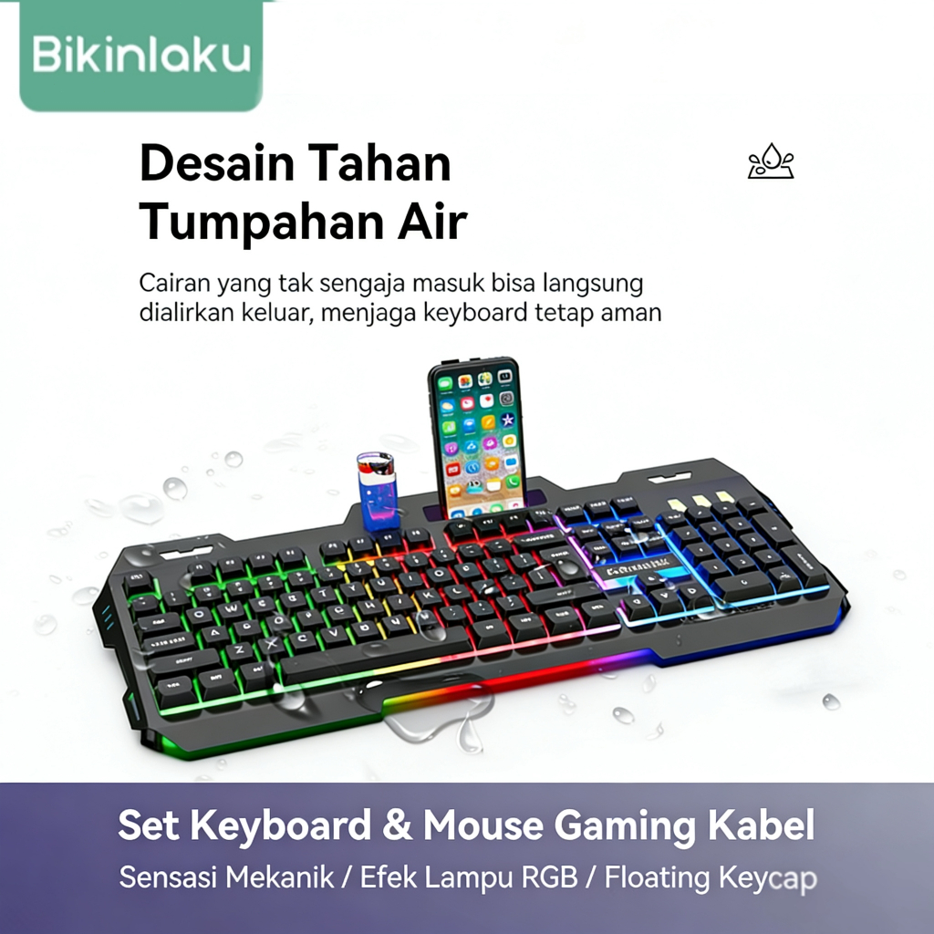 Jual Bikinlaku k78 Keyboard Gaming RGB Kabel USB For Kabel RGB dengan ...