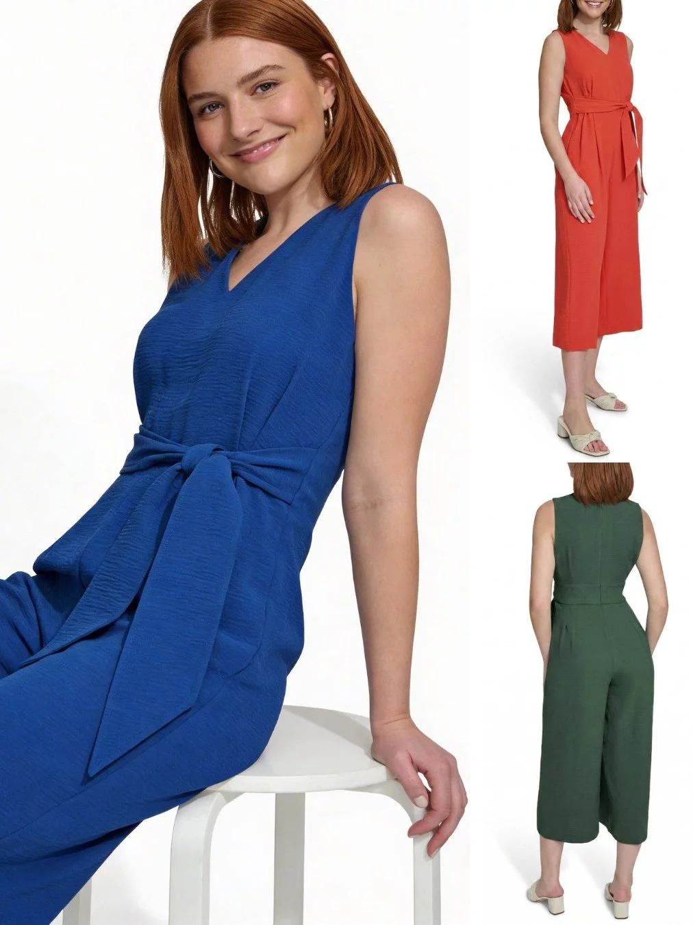 Jumpsuit Kulot Crop V-Neck CLK Sleeveless Tie-Waist Wide-Leg - 2224