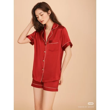 YKL Baju Tidur Wanita Satin Adem Lembut Piyama Setelan Set Cewek Celana Pendek