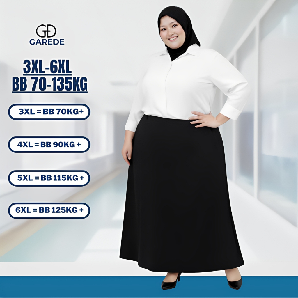 Jual Garede - Rok Kerja Wanita Jumbo A-Line Panjang Formal Kantoran ...