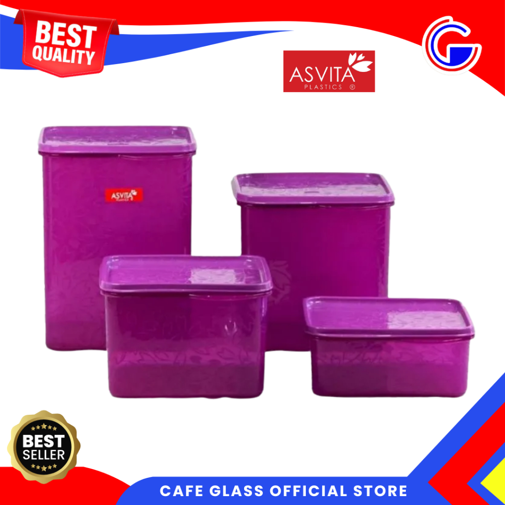 Wadah Kedap Udara Tupperware - Sealware Marigold Segi 1650ml Asvita - Tempat Lauk Plastik Tebal