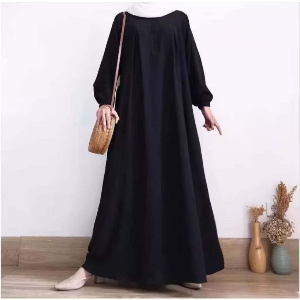 Gamis Crinkle Air Flow  / Gamis Polos Stylish / Dress Simple Elegan Kekinian / gamis muslim busui