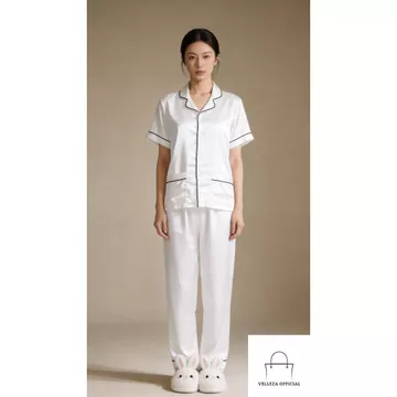 Setelan Piyama Satin Premium Baju Tidur Wanita Dewasa Sleepwear Elegan VELLECIAL
