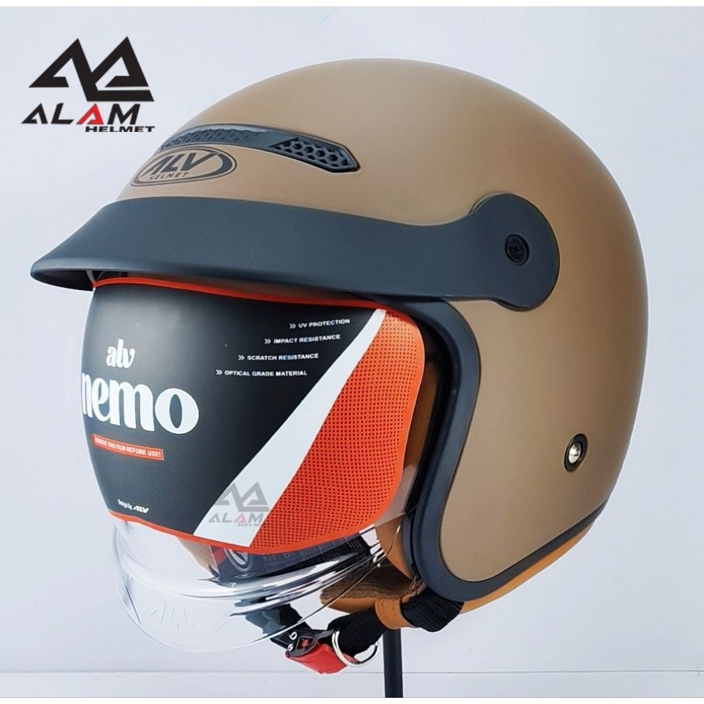 Jual helm ALV NEMO Full Visor Half Face | Shopee Indonesia