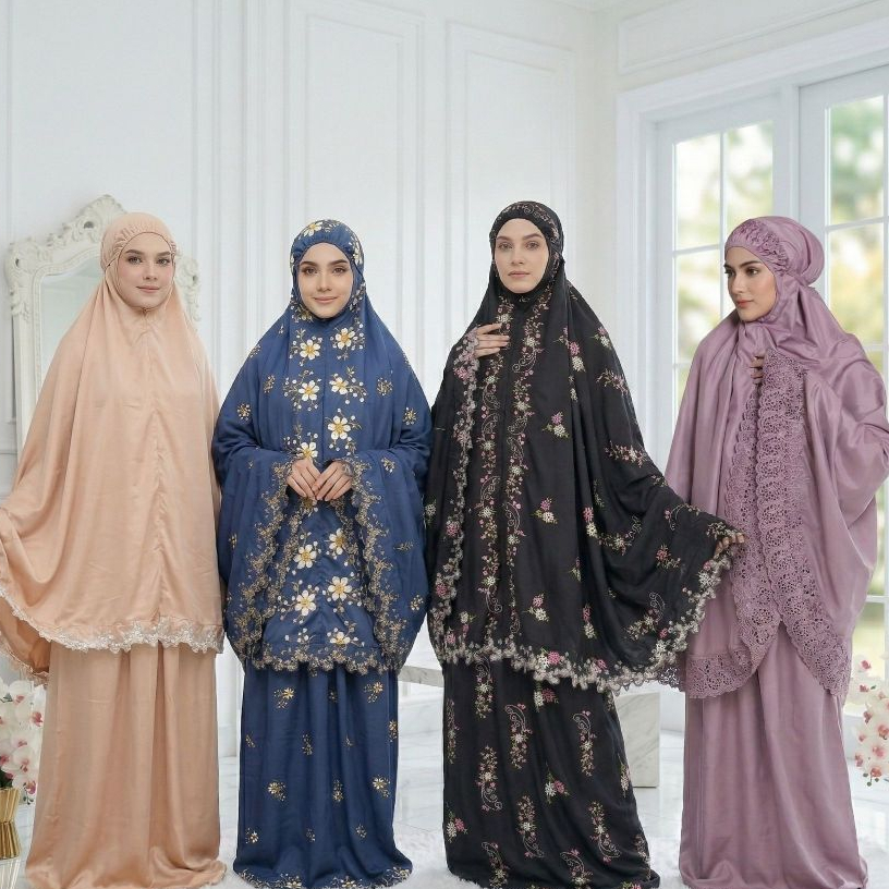 Mukena Jumbo Dewasa Khadijah Katun Premium Full Bordir Cantik