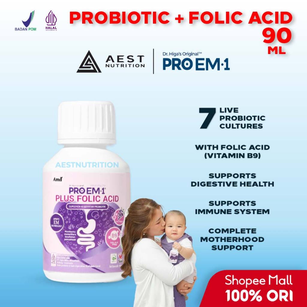 Jual PRO EM1 Plus Folic Acid 90 ml Probiotic Asam Folat Probiotik ...