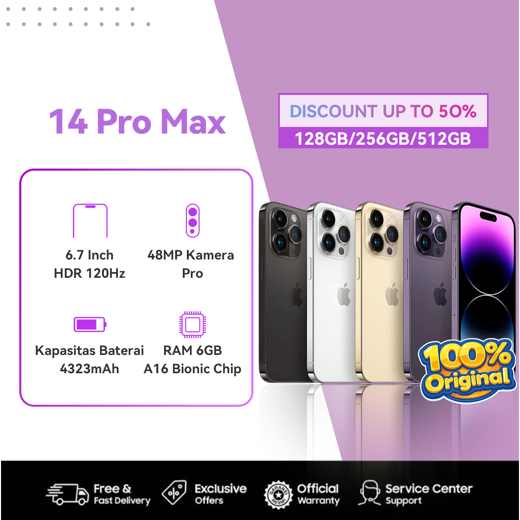 Jual iPhone 14 Pro / 14 Pro Max 128GB 256GB Fullset Mulus Like New LCD ...