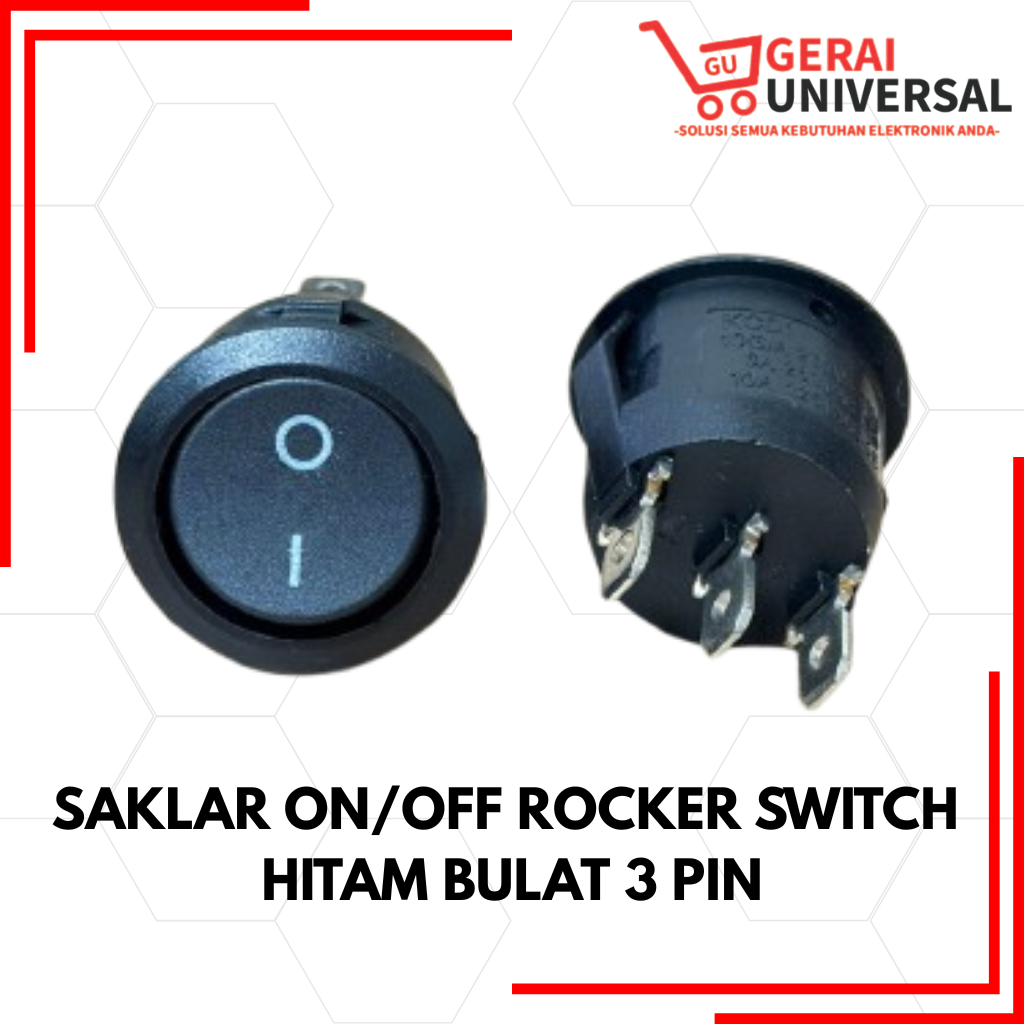 Jual Saklar On/Off Rocker Switch Hitam Bulat 3 Pin Kaki Kualitas Bagus ...