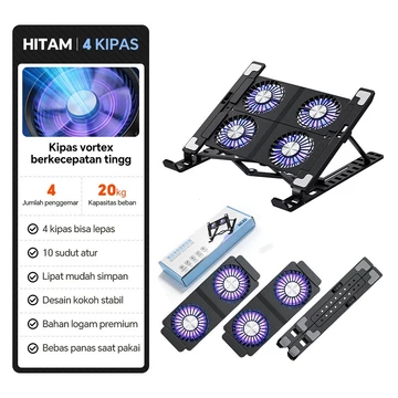 Stand Laptop Pendingin Aluminium Dengan Kipas Turbo Rotasi 360° Derajat Biaxial Kuat Stabil