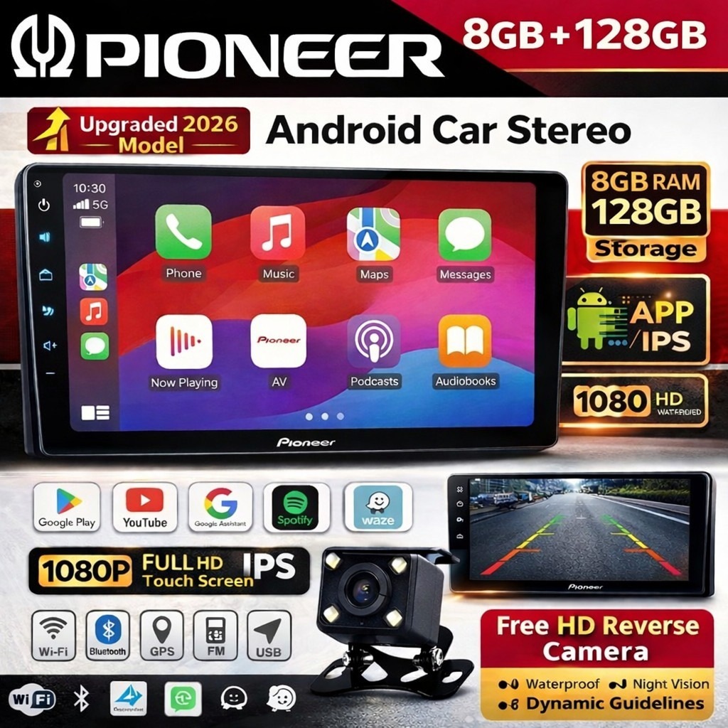 Pioneer Head Unit Android Octa Core 8GB+128GB Car Player 9 Inch 10 Inch MP5 GPS CarPlay Android Auto