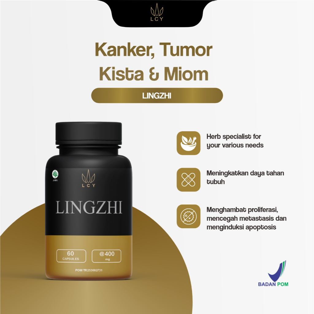 IndoJamu - Lingzhi - Obat Kanker Tumor Kista Benjolan - 60 Kapsul by LCY LING CAO YAO