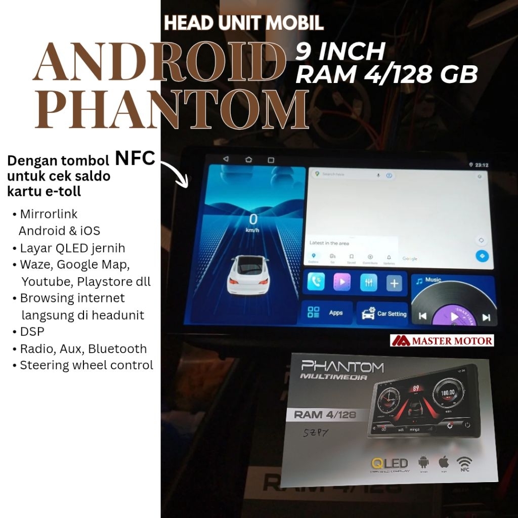 Jual Head unit Mobil Android PHANTOM NFC RAM 4/128 GB 9 inch QLED ...