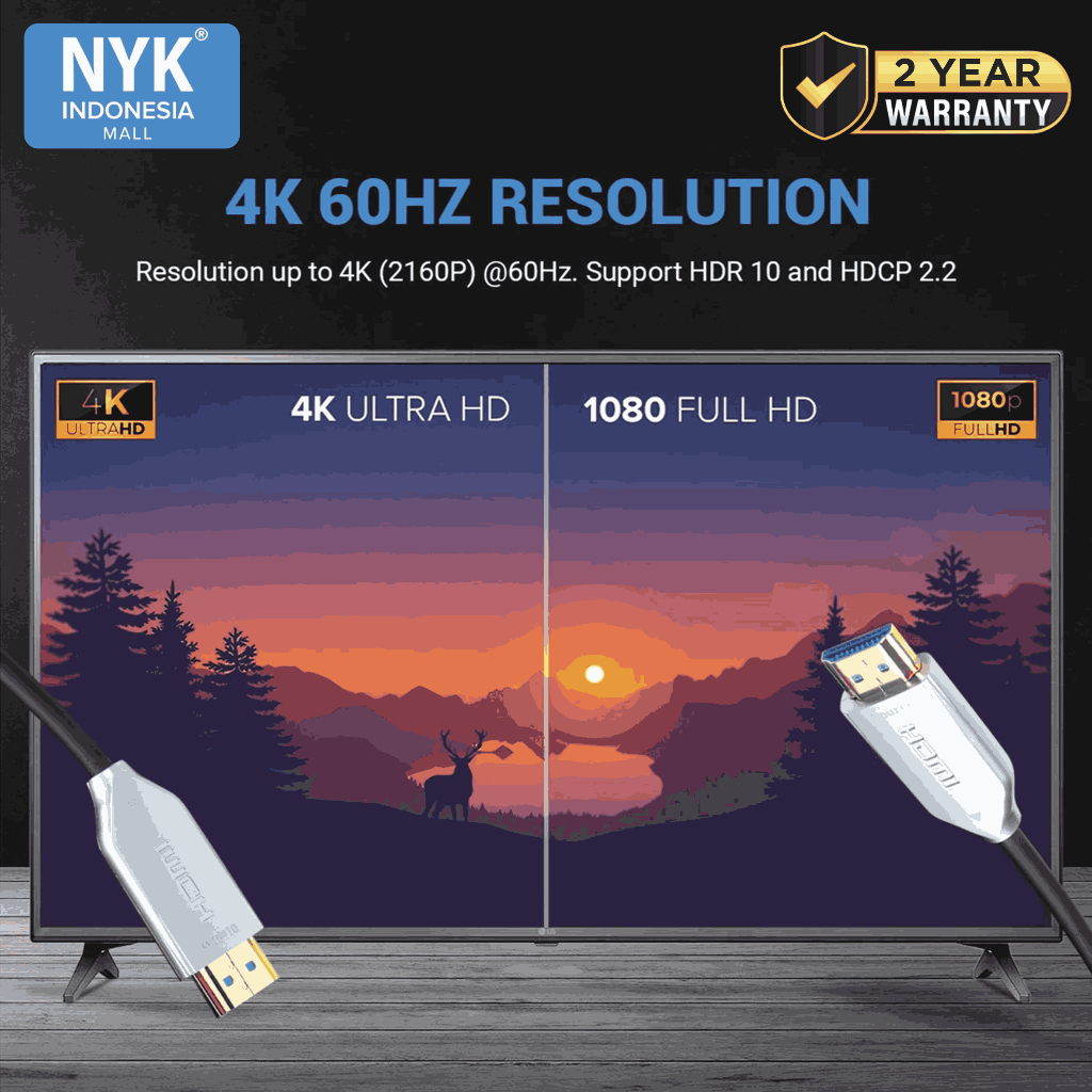 [ANTI-LAG] NYK Cable Fiber Optic 100M Kabel Active HDMI 2160P ULTRA HD 4K HDR COD (5)