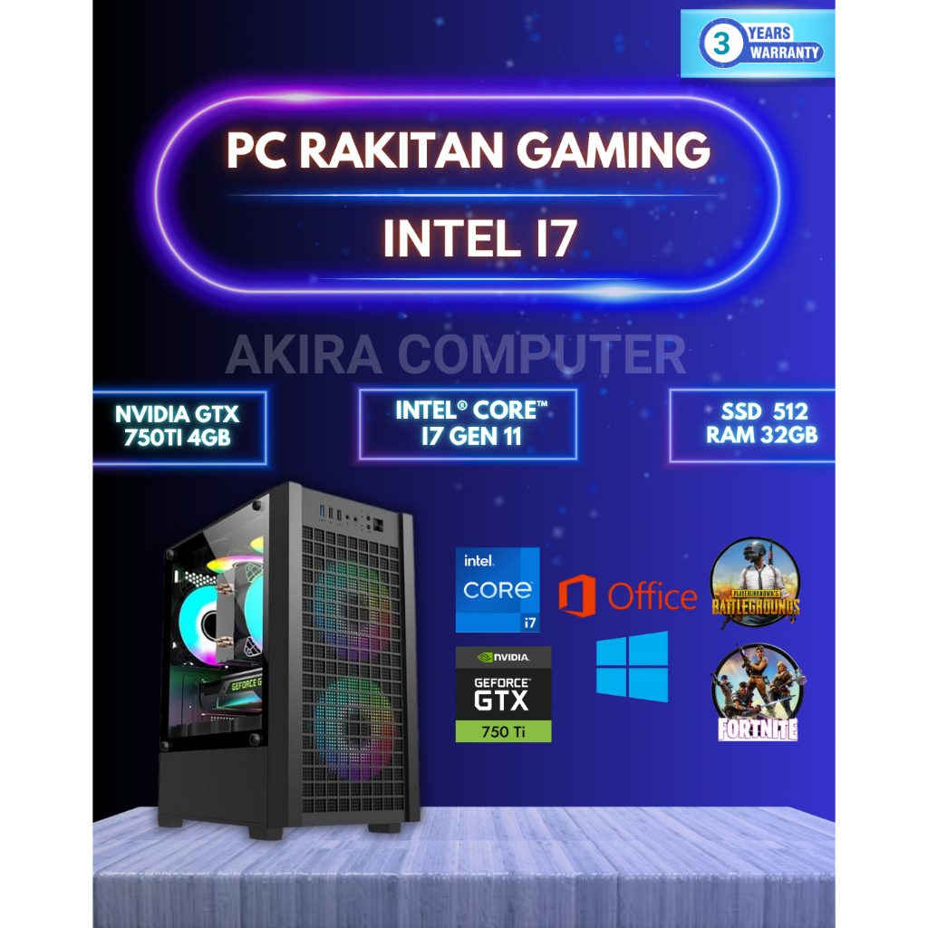 Jual PC GAMING i7 GEN 11 + GTX 750 TI | RAM 32GB |PC I3 I5 I7 |PC ...