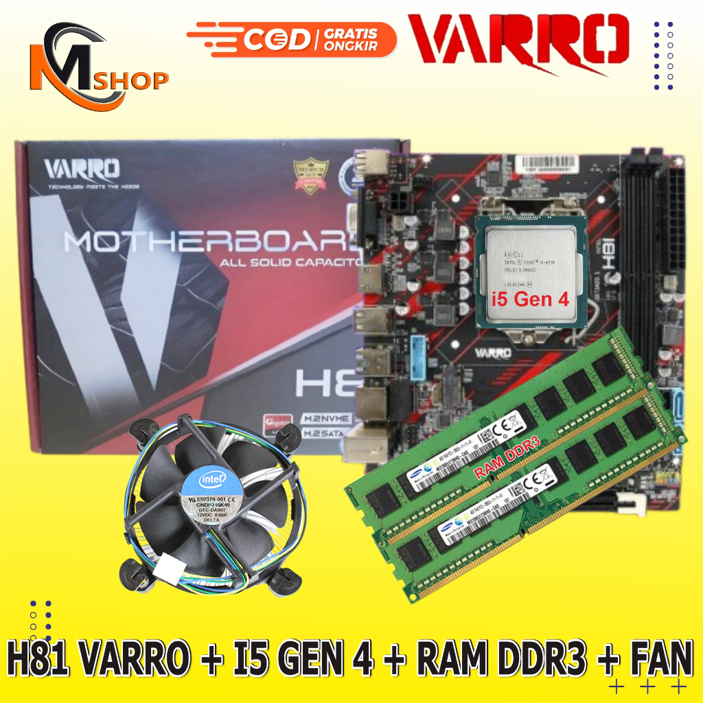 Jual Mainboard Mobo H81 Varro NVME New + Processor Intel Core i5 Gen 4 ...