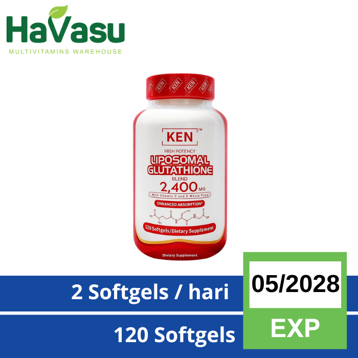 ken liposomal glutathione Jual KEN High Potency Liposomal Glutathione with MCT Oil, Antioxidant for  Cell Protection, Immune & Liver Support, 2400 mg Blend with Vitamin C & E  for Energy & Skin, Non-GMO 120 Halal