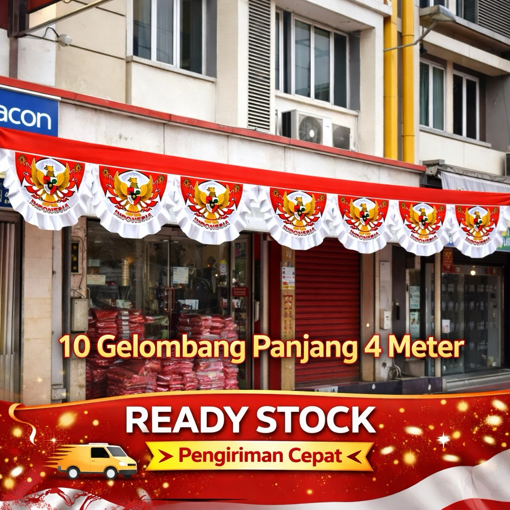 Background Bendera Antik Garuda Mini 4 Meter Sablon | Hiasan Upacara 17 Agustus dan Event
