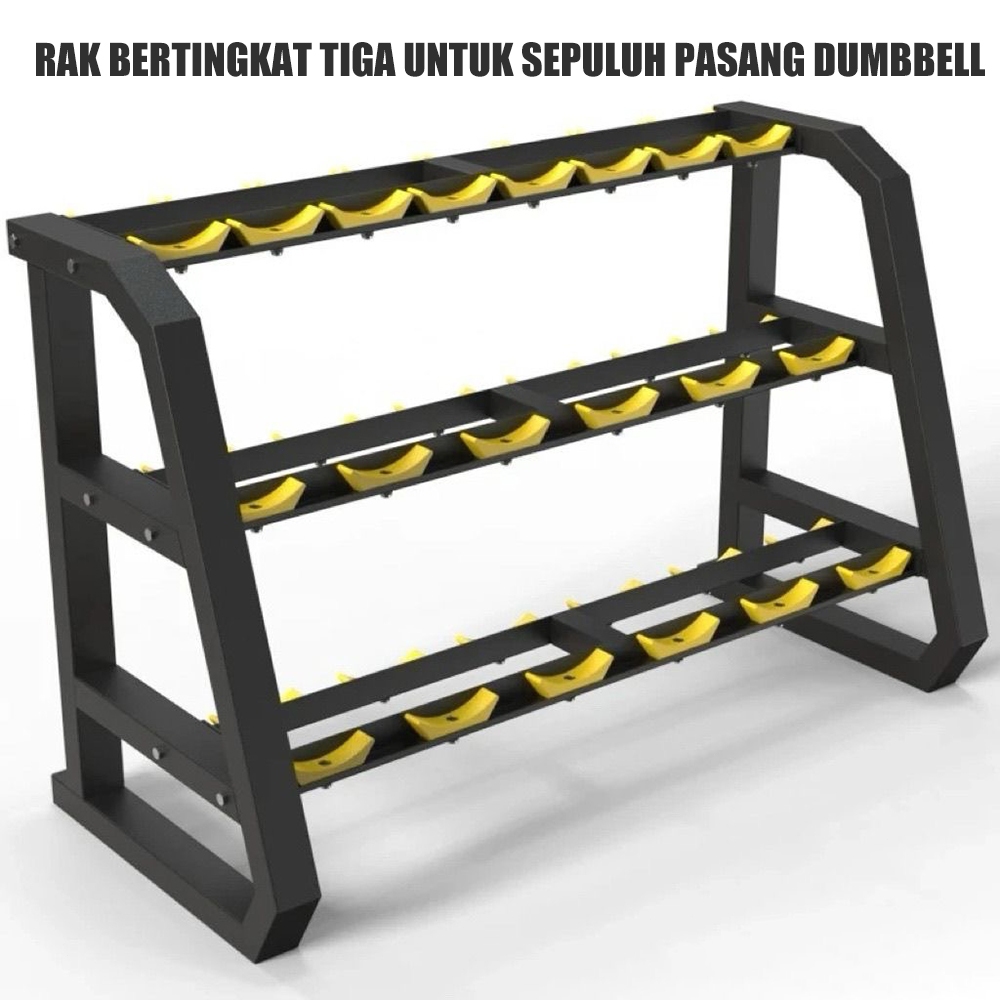 Jual Rak Penyimpanan Dumbel Dapat Disesuaikan Tiga Tingkat Hexagonal ...