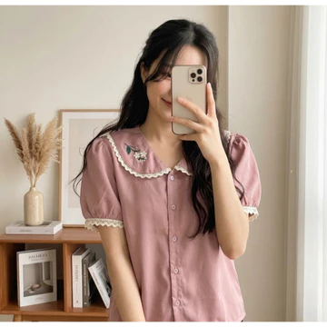 Cotton Bells Resti Top Atasan Kerja Casual Wanita Premium Baju Blouse Lengan Pendek Korea