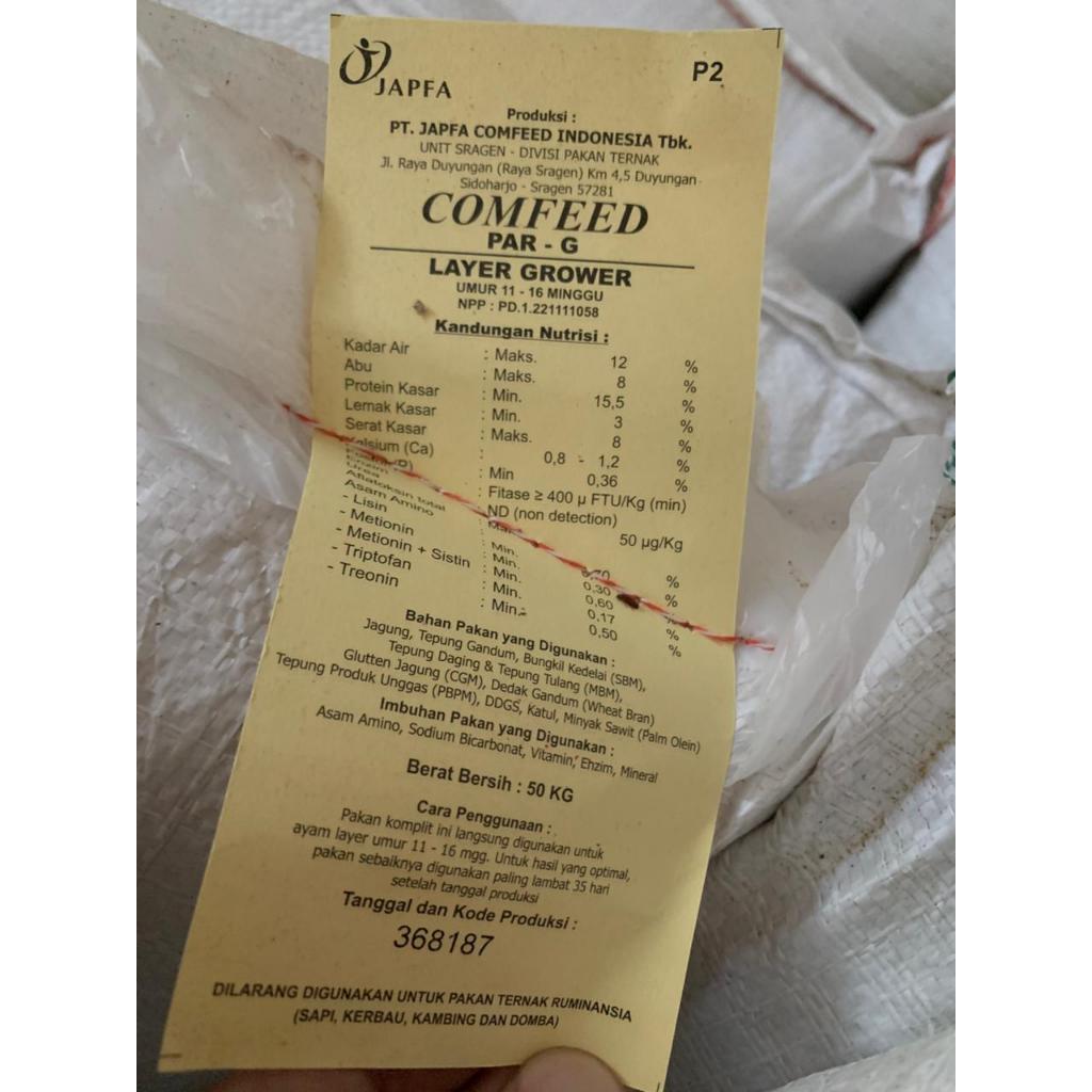Jual COMFEED JAPFA PAR-G TEPUNG - PAKAN AYAM PETELUR 50kg | Shopee ...