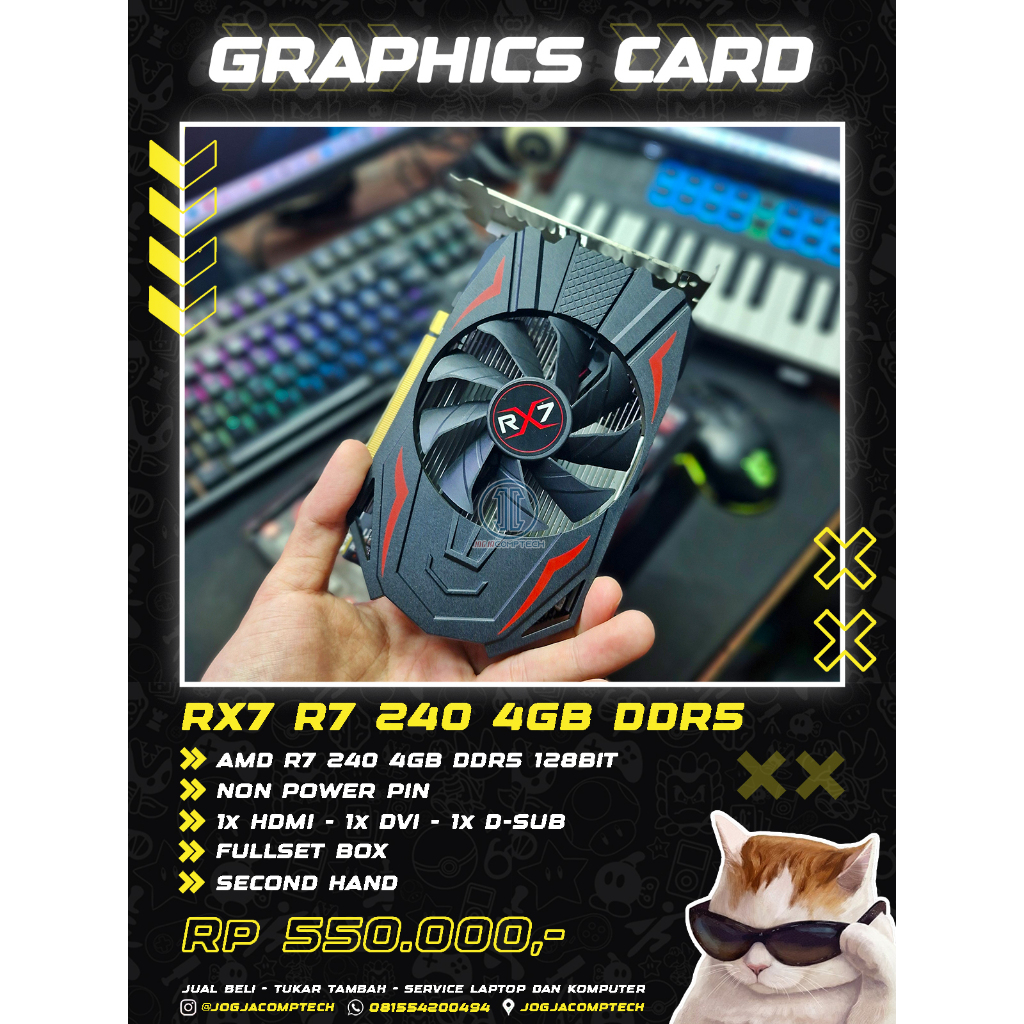 Jual VGA RX7 AMD R7 240 4GB DDR5 128BIT BUKAN GT 1030 GTX 750TI RX550 ...