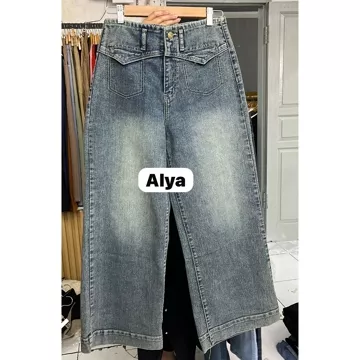 DiniOlshop_02 Celana Jean'S Model Kulot Skena Alya LifeStyle Nyaman Di Pakai Adem Tidak Panas