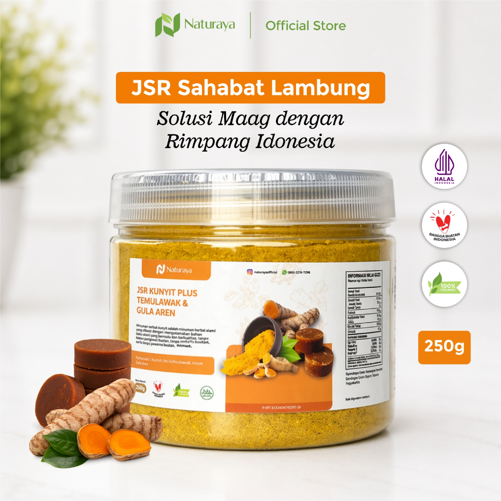 Naturaya JSR Untuk Maag Asam Lambung Maag Gerd Kunyit Temulwak Gula Aren Alami Organik 250g