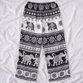 Celana Panjang Kulot High Waist Motif Gajah Unisex Rayon Premium Adem Nyaman Pinggang Karet